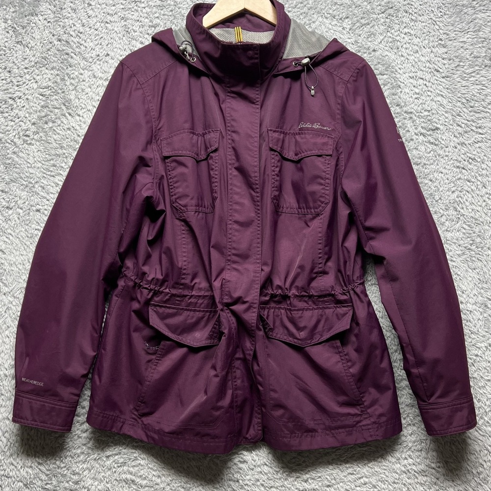 Eddie Bauer Weatheredge Travex Atlas‎ Jacket Womens XL Plum Utility Field Hood